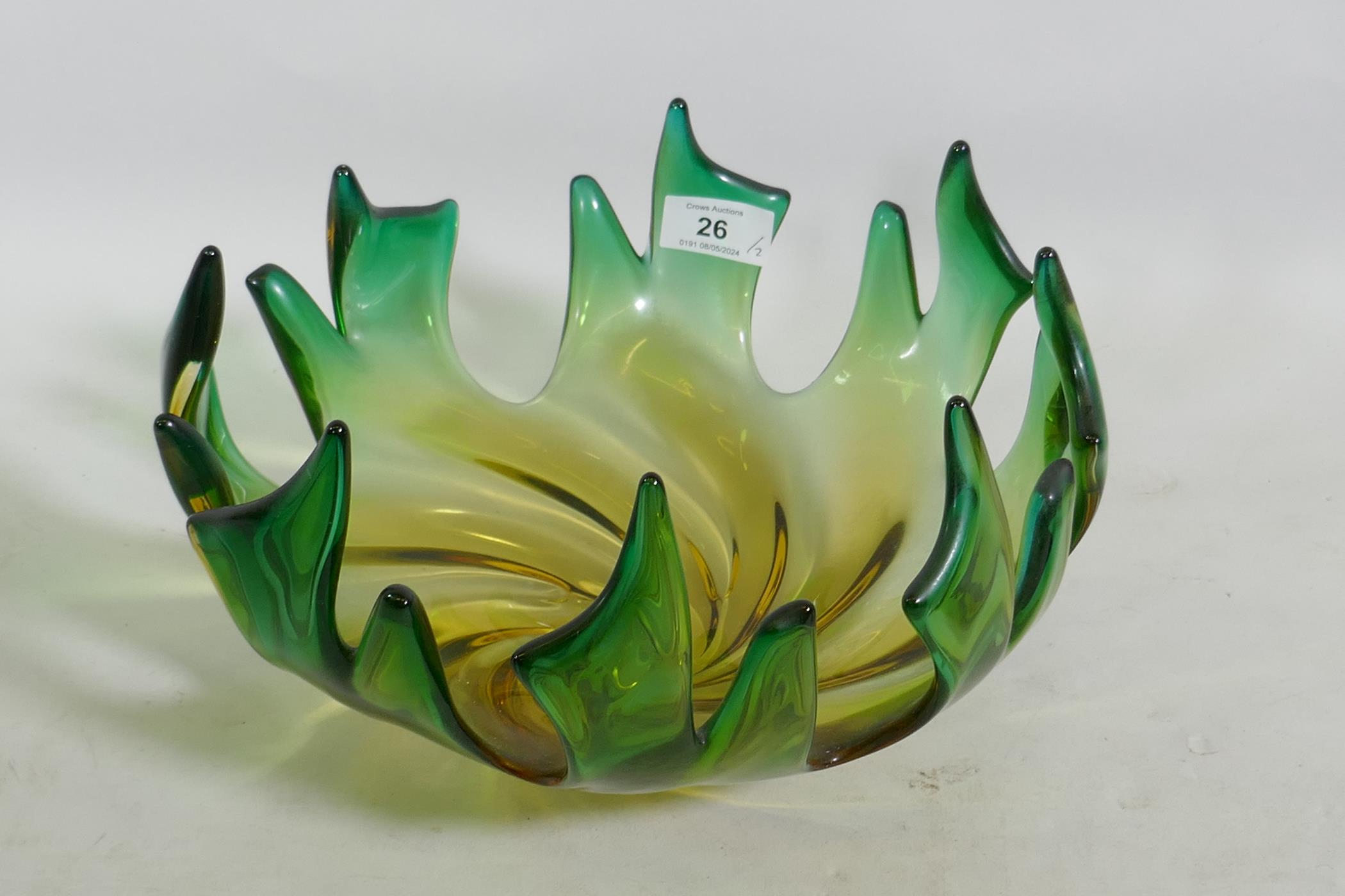 A studio glass bowl, 29cm diameter, and Mdina bottle with stopper - Image 2 of 4