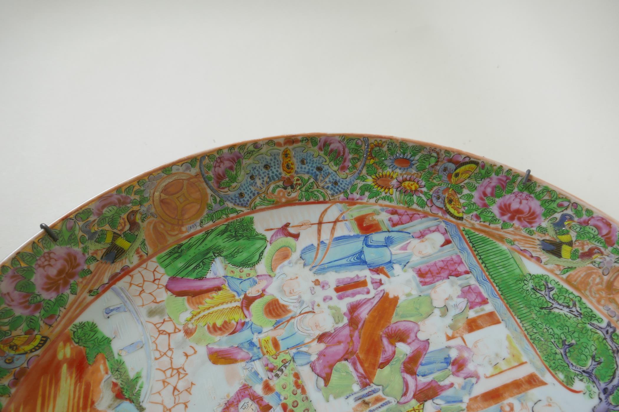 A C19th Chinese Canton famille rose porcelain charger for the Persian market, decorated with figures - Image 6 of 8