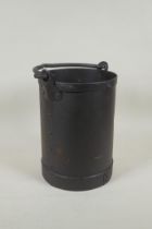 A riveted metal pail, 26cm high x 18cm diameter