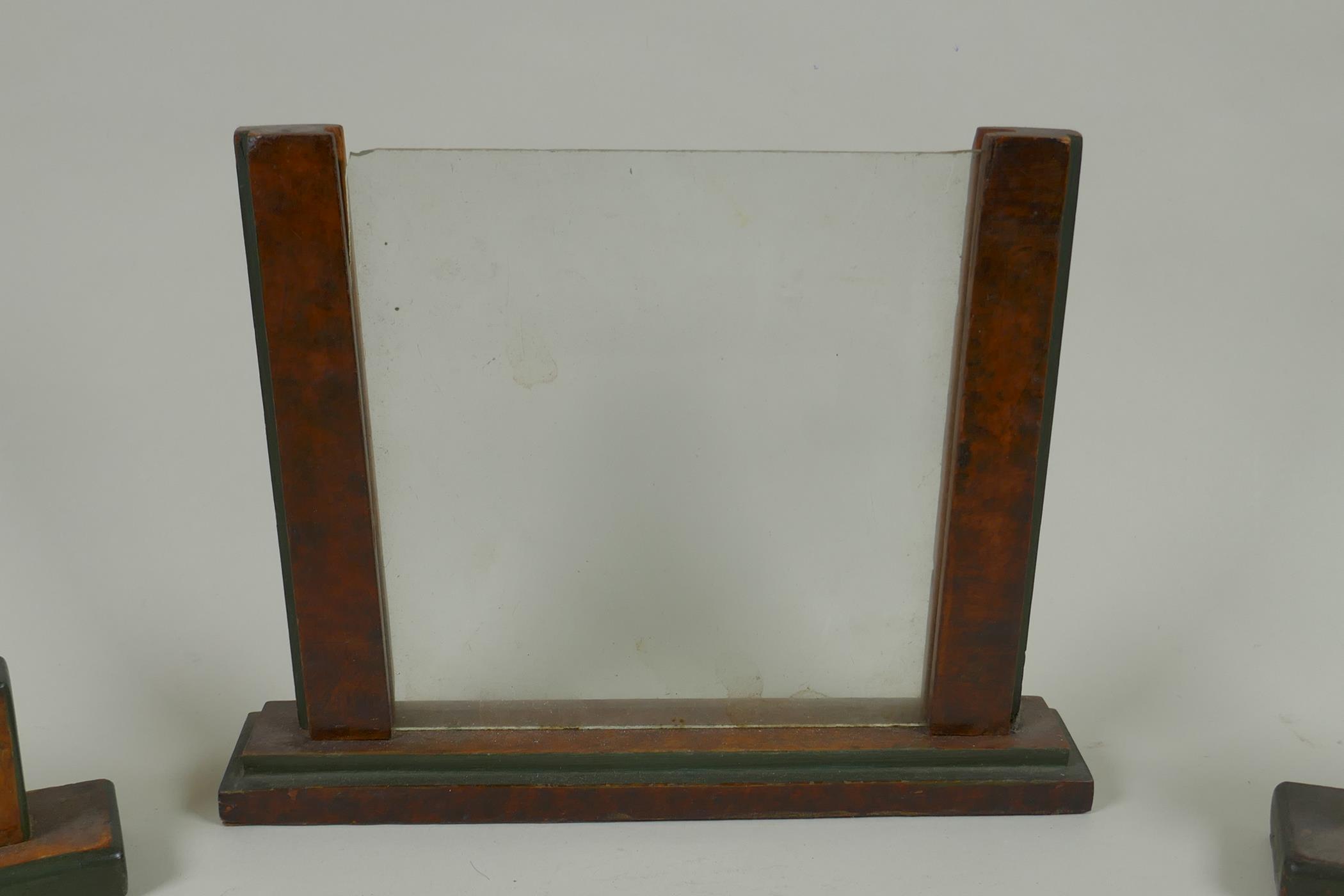 Five early C20th Art Deco walnut photograph frames, largest 26cm wide, 20cm high - Image 2 of 6