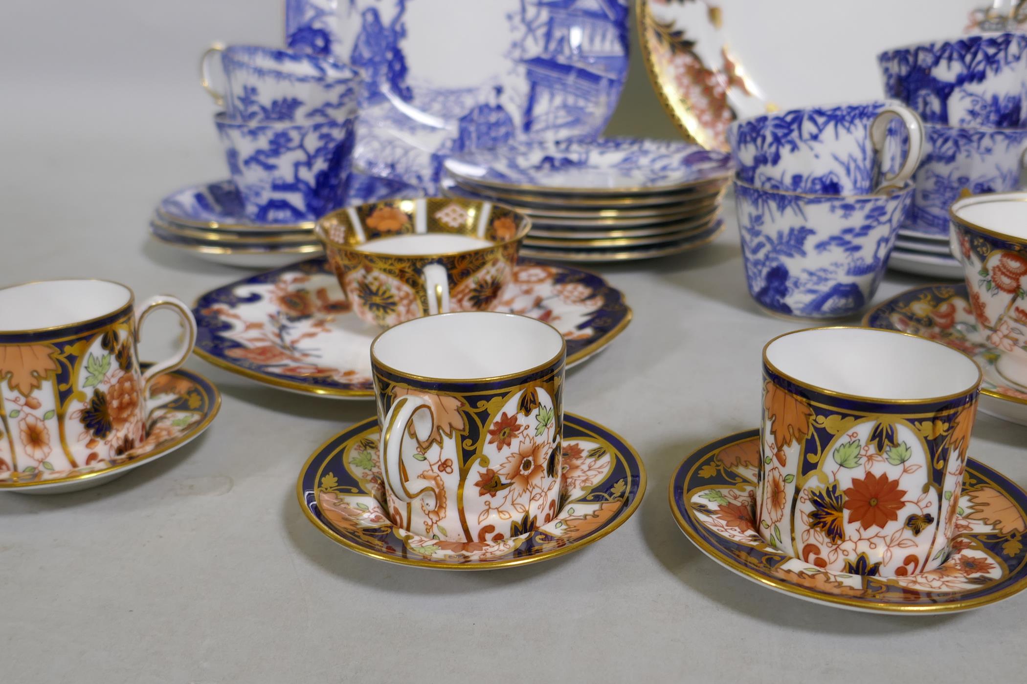 A collection of Royal Crown Derby porcelain, Imari palette and Mikado blue and white, different back - Image 7 of 7