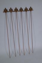 A set of six cast iron gothic style plant stakes, 108cm long