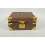 Louis Vuitton jewellery box (coffret Joaillerie) with monogram design, brass mounts and branded