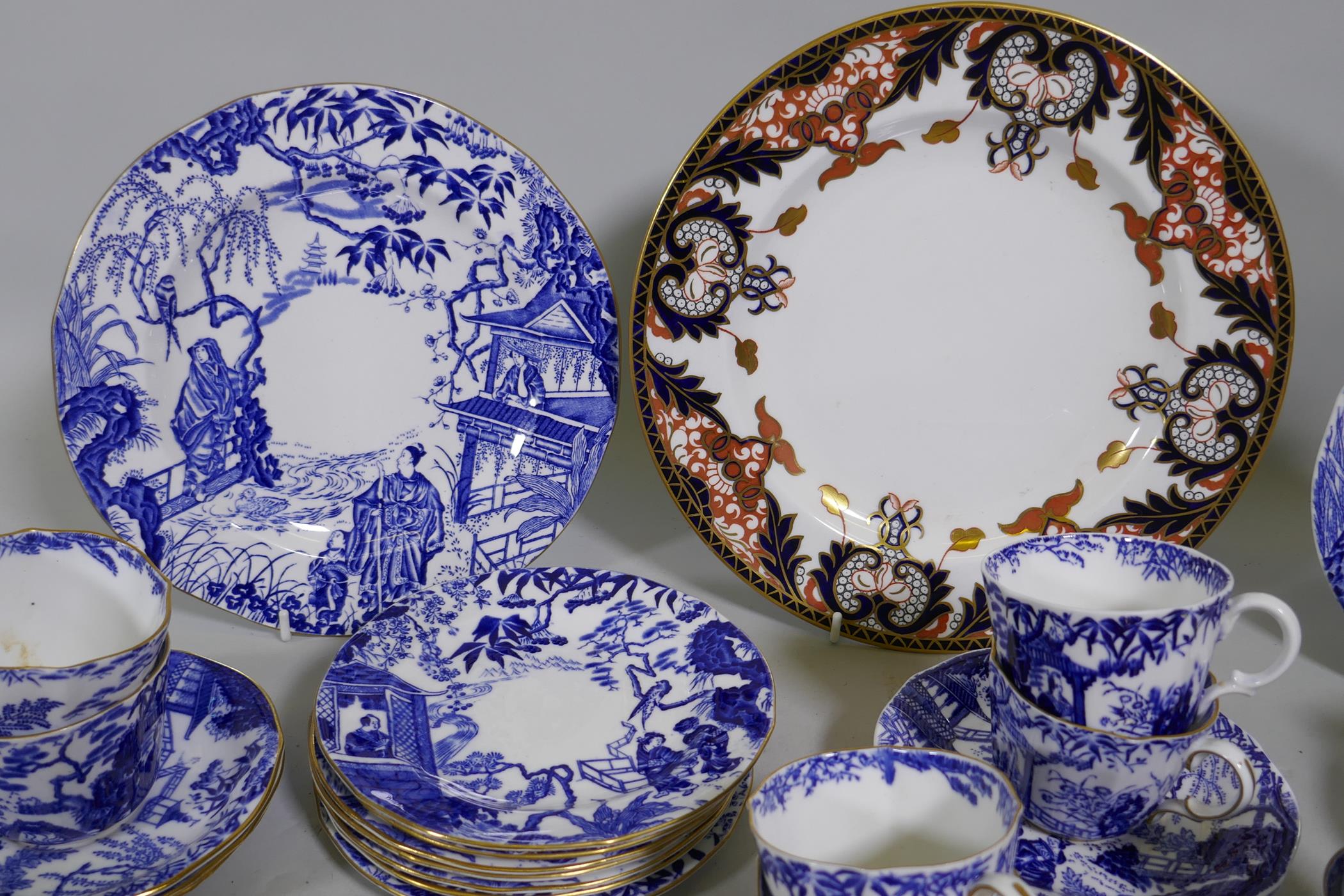 A collection of Royal Crown Derby porcelain, Imari palette and Mikado blue and white, different back - Image 5 of 7