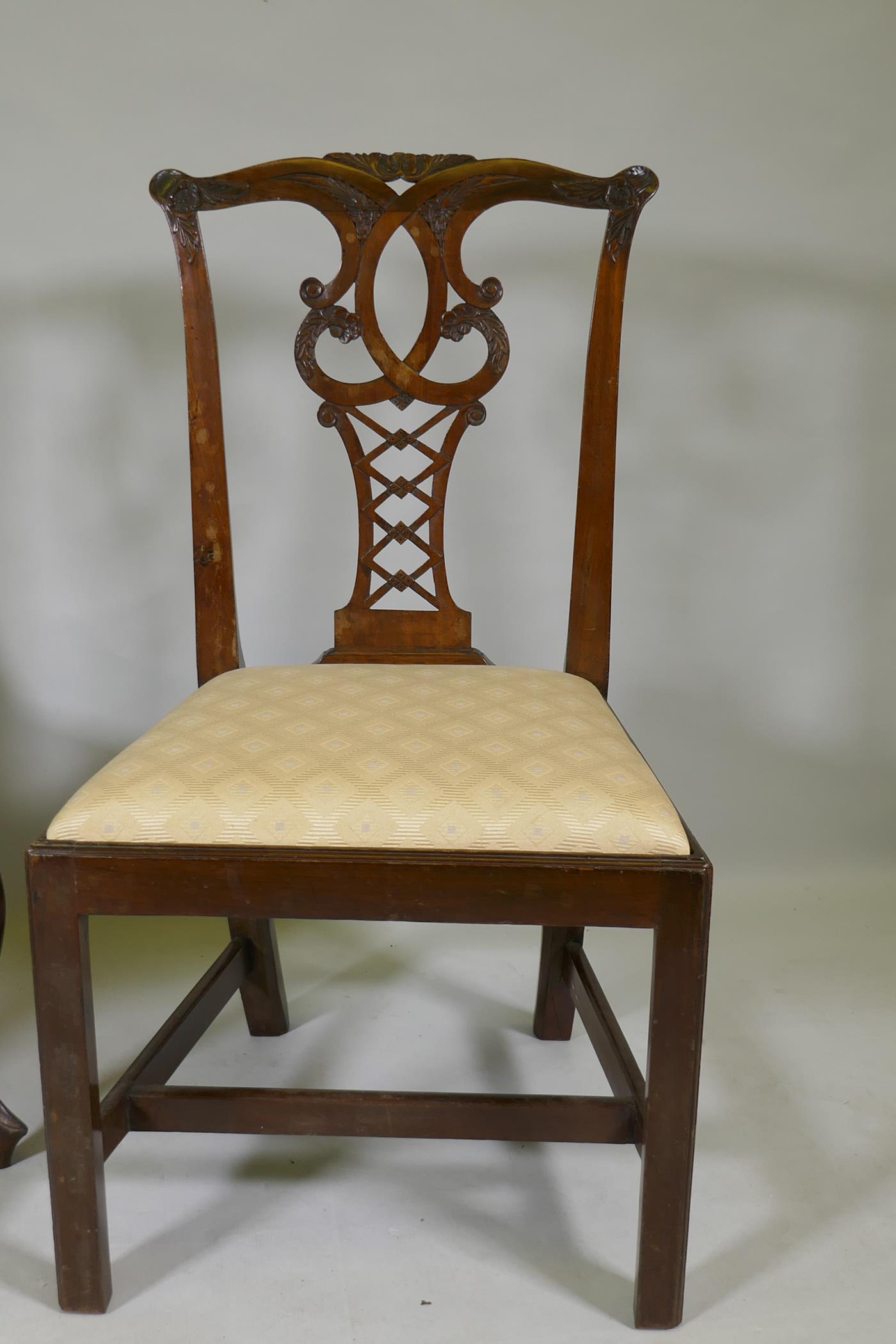 A Chippendale style elbow chair, two standard chairs, a balloon back and walnut high back nursing - Image 6 of 6