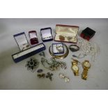 A quantity of silver costume jewellery, Marc Jacobs wristwatch, a Modahl Norwegian silver pendant,