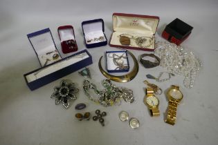 A quantity of silver costume jewellery, Marc Jacobs wristwatch, a Modahl Norwegian silver pendant,