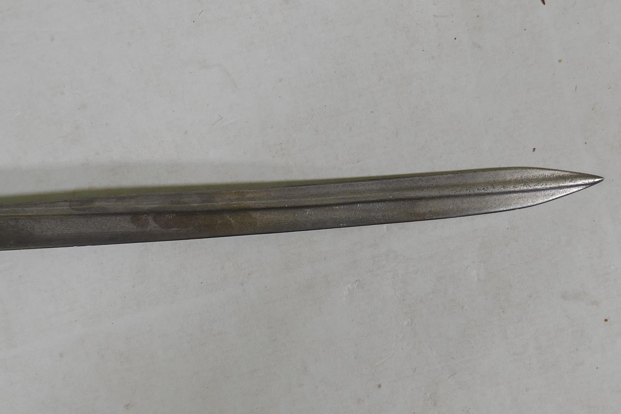 A C19th Austro Hungarian cavalry sword, the blade marked Zelinka and W.R. 95 either side of a double - Image 5 of 6