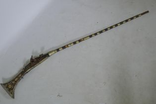 A C19th North African Moukhala flintlock musket, 160cm long, AF