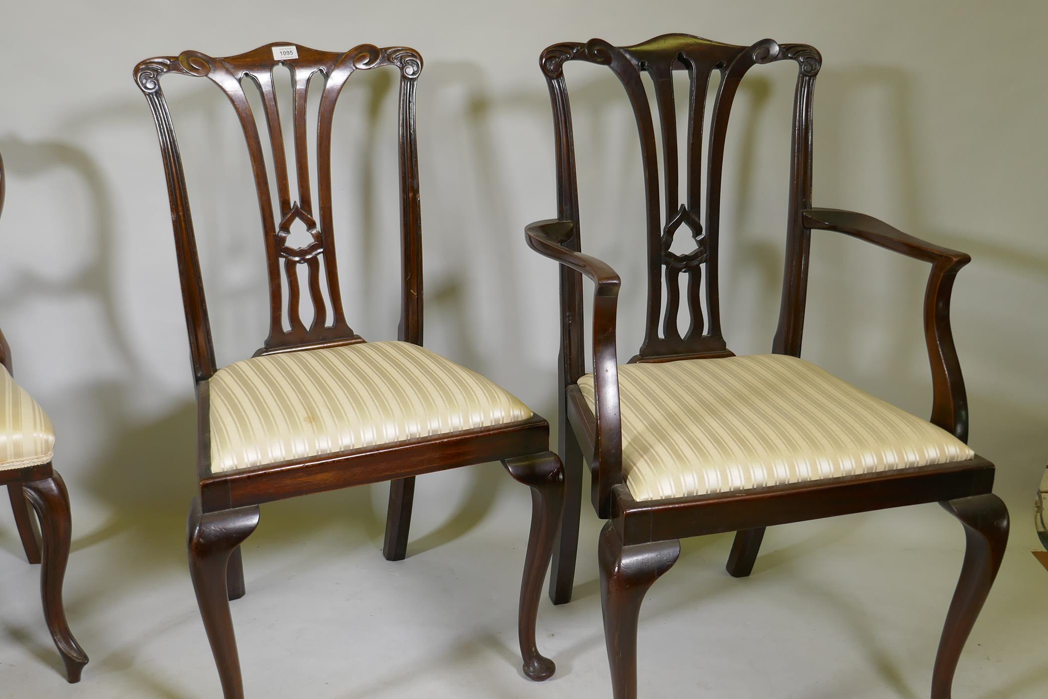 A Chippendale style elbow chair, two standard chairs, a balloon back and walnut high back nursing - Image 4 of 6