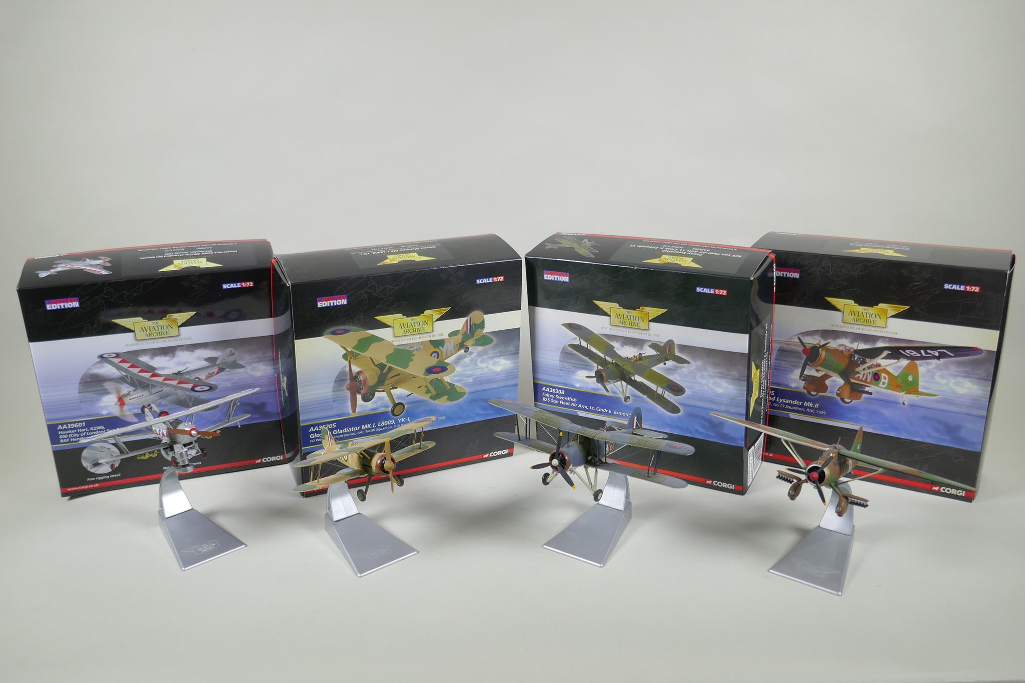 Four Corgi limited edition Aviation Archive diecast 1:72 scale models, including a Hawker Hart, - Image 2 of 6