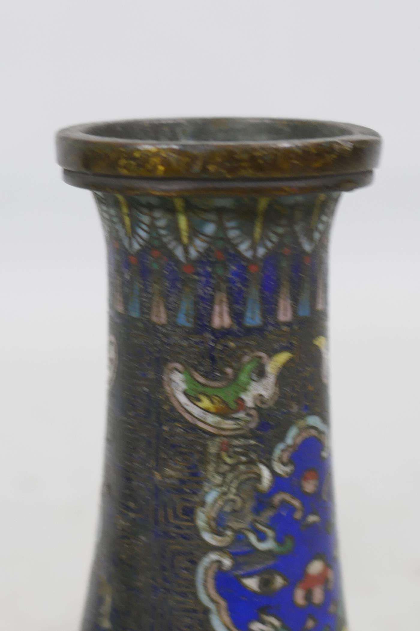 A pair of antique Chinese cloisonne vases, AF, 15cm high - Image 4 of 4