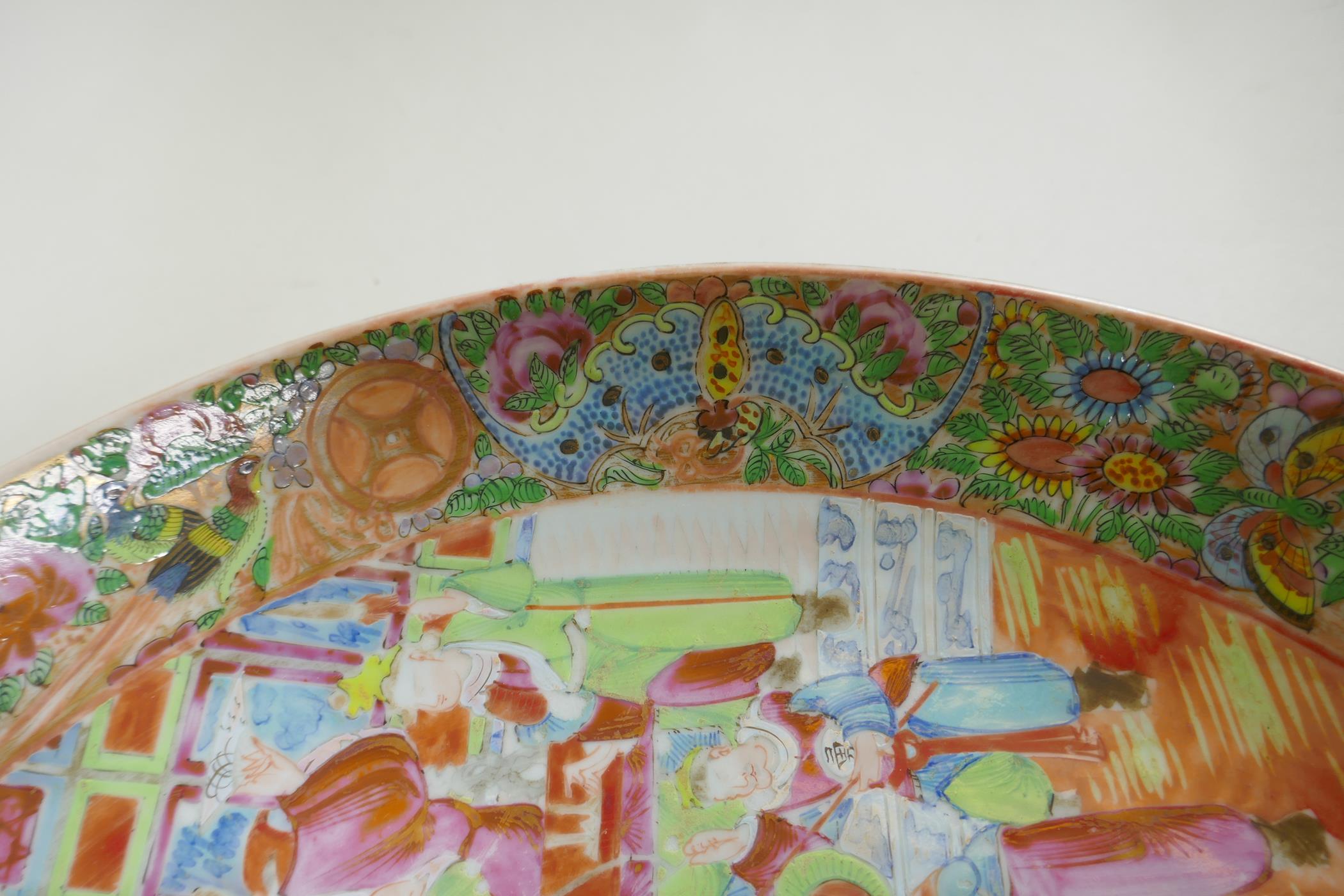 A C19th Chinese Canton famille rose porcelain charger for the Persian market, decorated with figures - Image 5 of 8