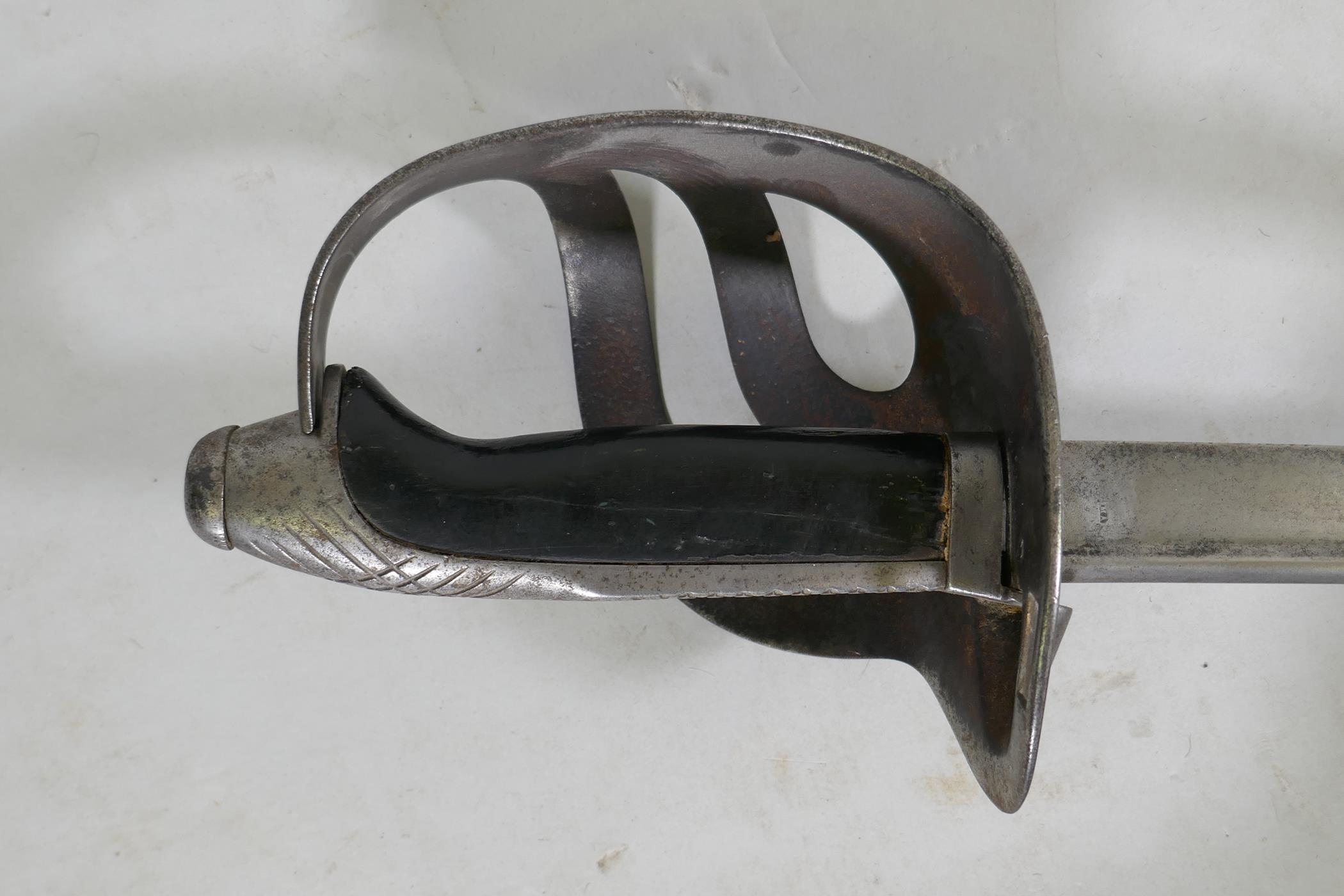 A late C19th Continental cavalry sword, indistinctly marked to the blade and marked A7460 to the - Image 3 of 7