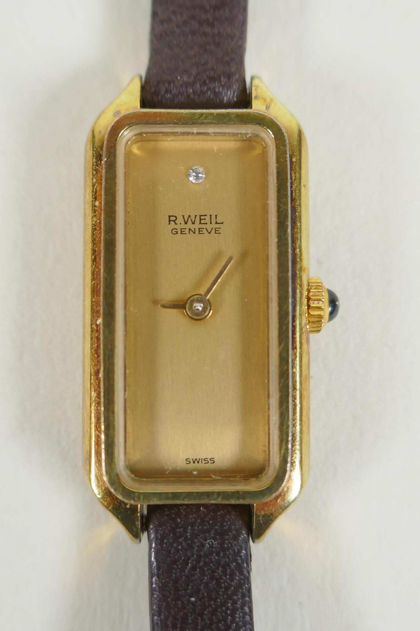 A Rotary 9ct gold lady's cocktail watch, case no. 12813,  a Raymond Weil lady's gold plated cocktail - Image 9 of 10