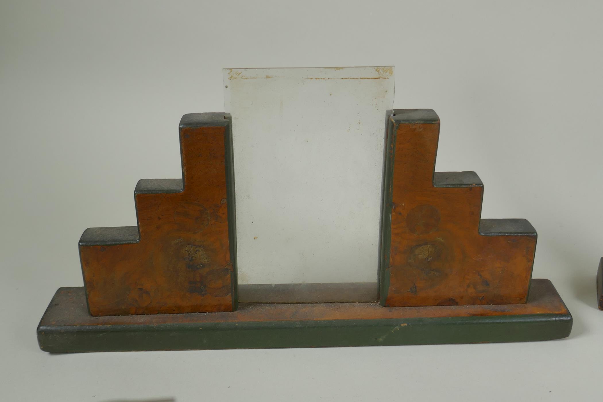 Five early C20th Art Deco walnut photograph frames, largest 26cm wide, 20cm high - Image 4 of 6