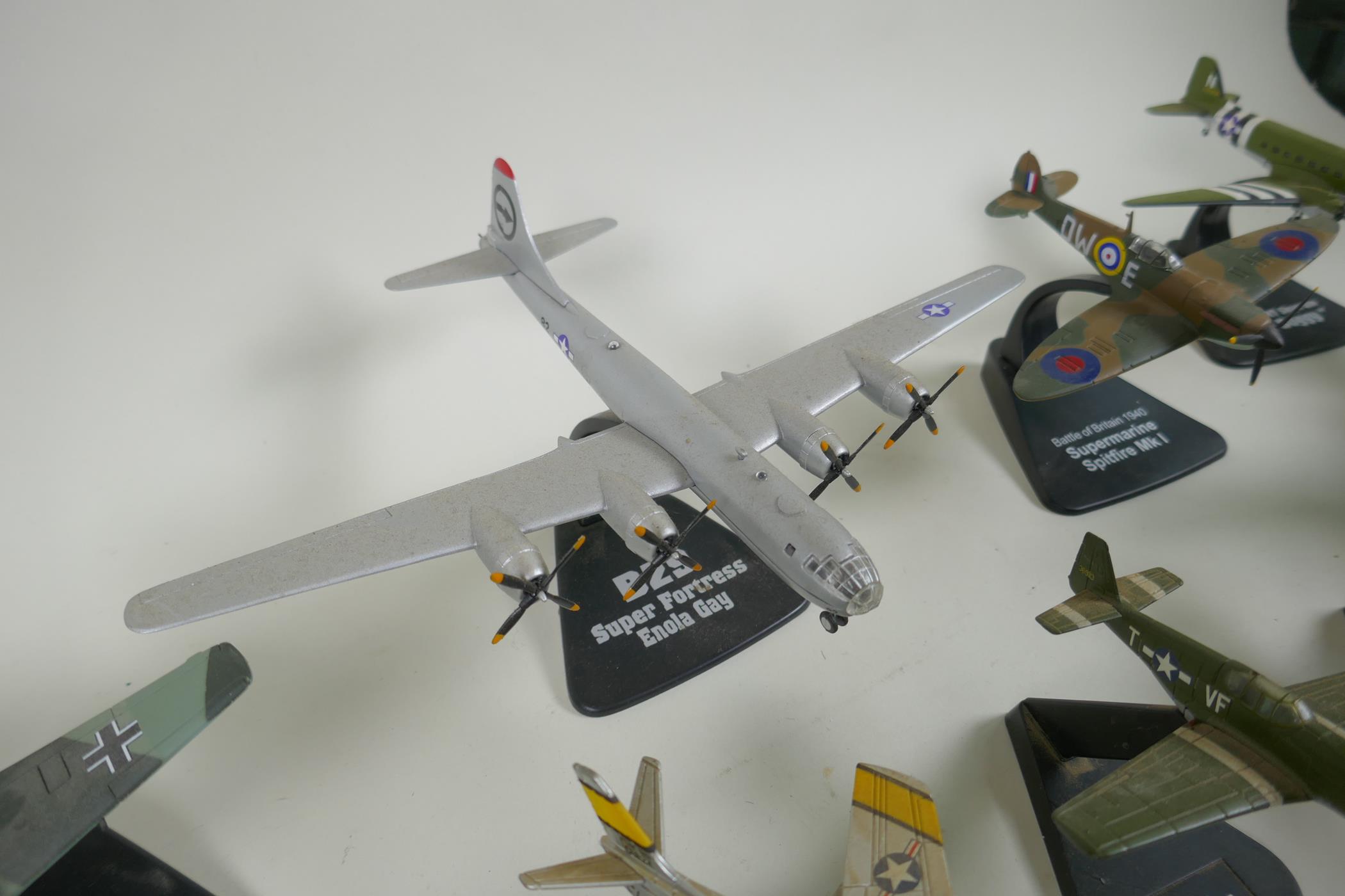 Five Atlas Editions diecast model aircraft including B29 Super Fortress Enola Gay, B-17F Memphis - Image 8 of 8
