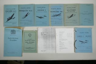 A collection of Air Ministry and R.A.F. Pilot's Notes books for various aircraft, largest 15 x 24cm