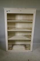 A Victorian painted pine open bookcase/shelf, 98 x 41 x 146cm