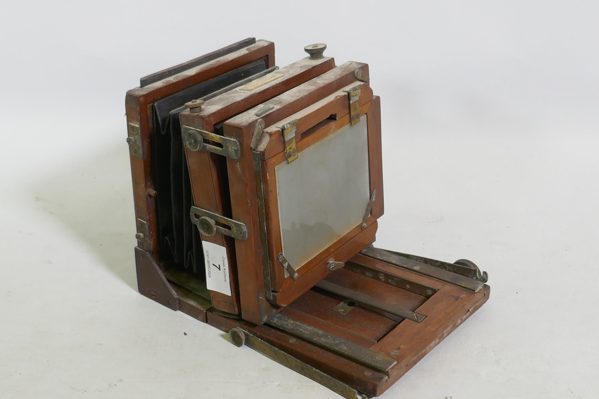 E & T Underwood, Birmingham, a mahogany cased plate camera, retailed by Benetfink & Co, 17 x 17 x - Image 3 of 5