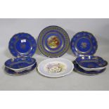 A Spode Copeland's part dessert service, a Wedgwood cabinet plate with hand painted fruit still life