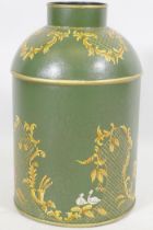 A toleware canister with cloisonne decoration, 36cm high