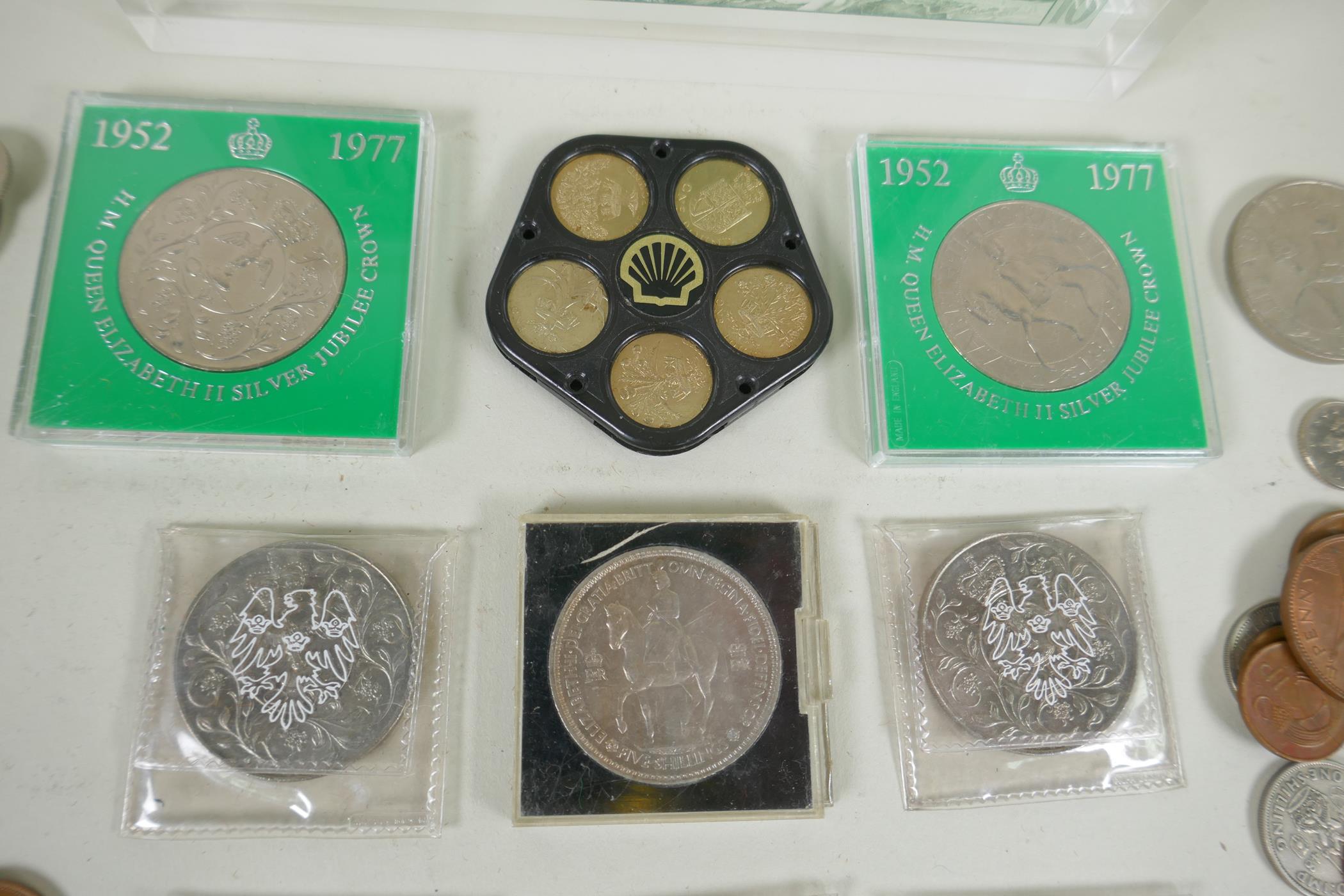 A quantity of assorted coinage, mostly British, and a ten Talents framed note - Image 3 of 6