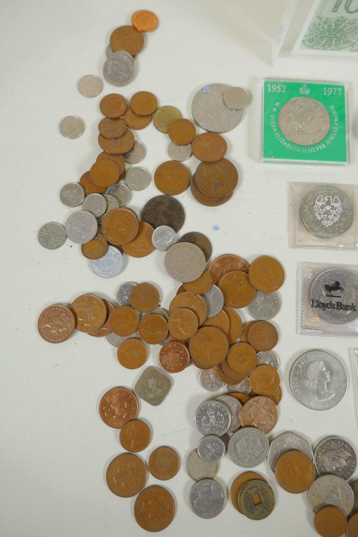 A quantity of assorted coinage, mostly British, and a ten Talents framed note - Image 6 of 6