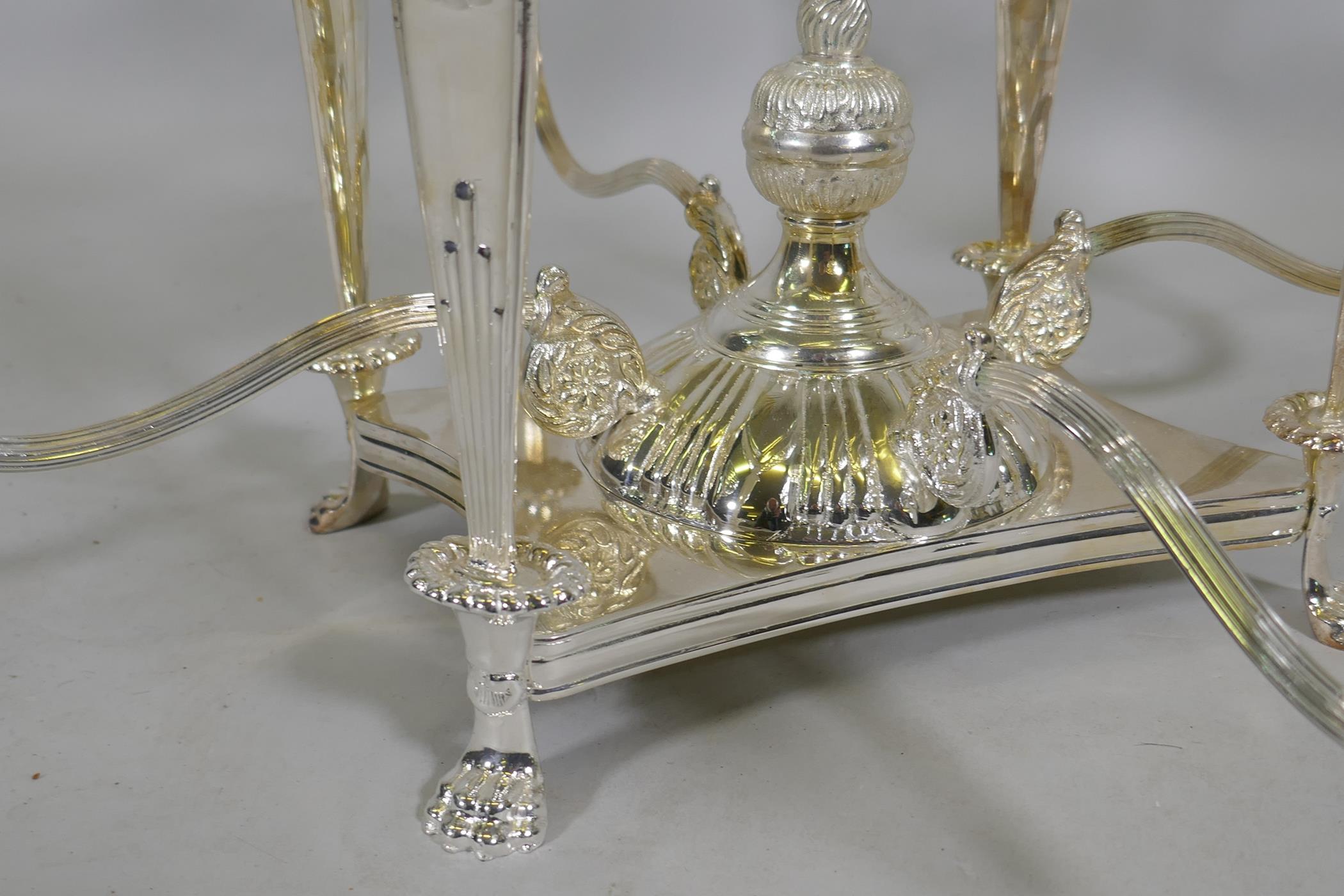 A silver plated and cut glass centrepiece, 57 x 30cm - Image 4 of 4