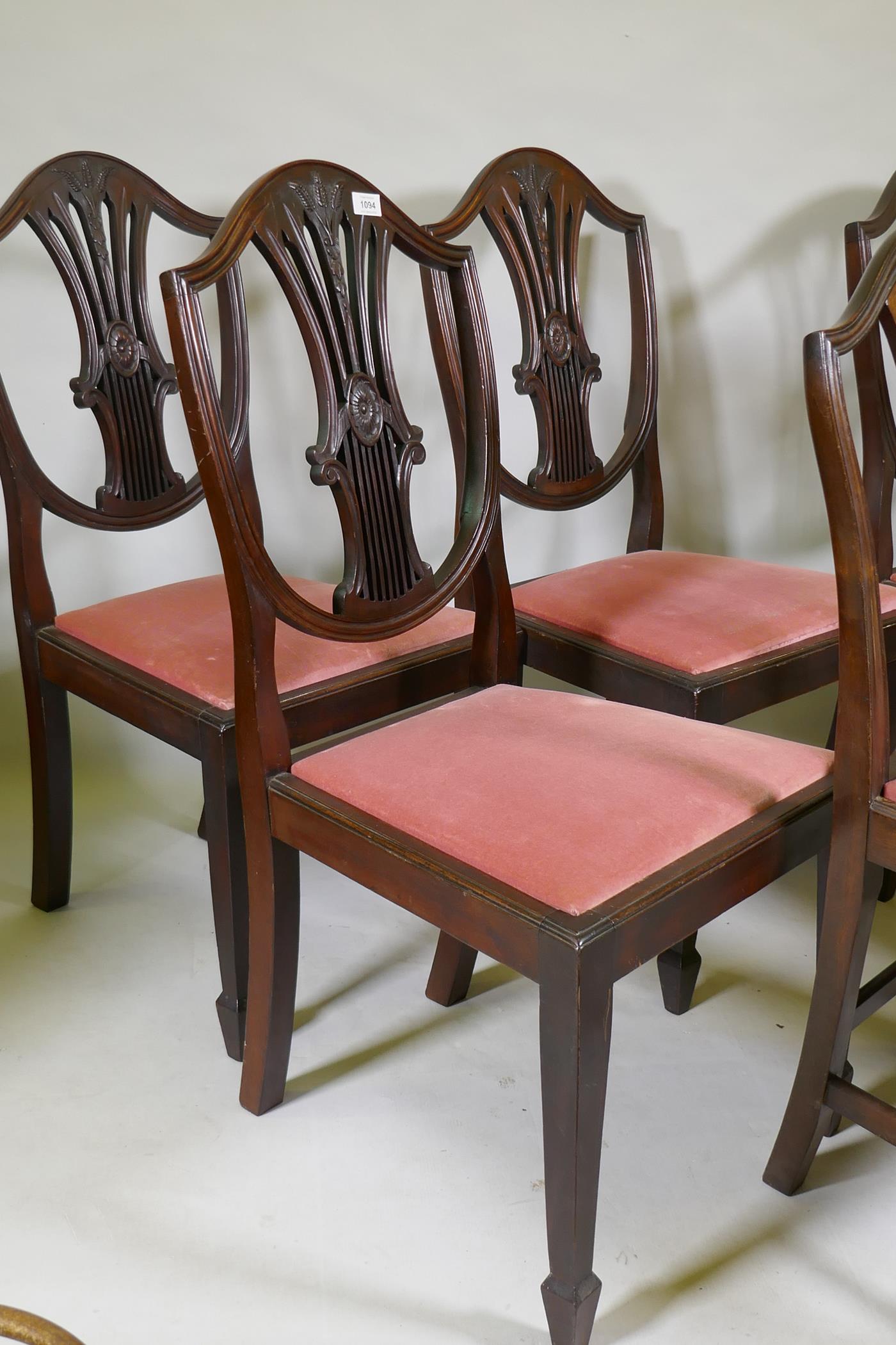 Four Hepplewhite style shield back mahogany dining chairs and two similar - Image 2 of 4
