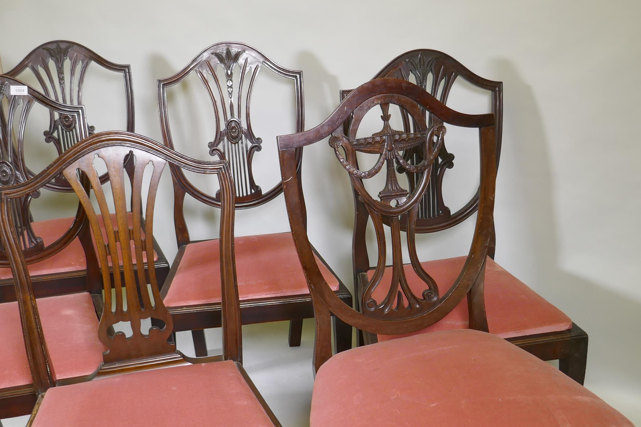 Four Hepplewhite style shield back mahogany dining chairs and two similar - Image 3 of 4