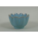 A Chinese Ru ware style lotus flower shaped bowl, 11cm diameter