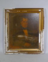 C19th portrait of a gentleman, Joseph Geach, labelled verso, born January 22, 1794, this likeness
