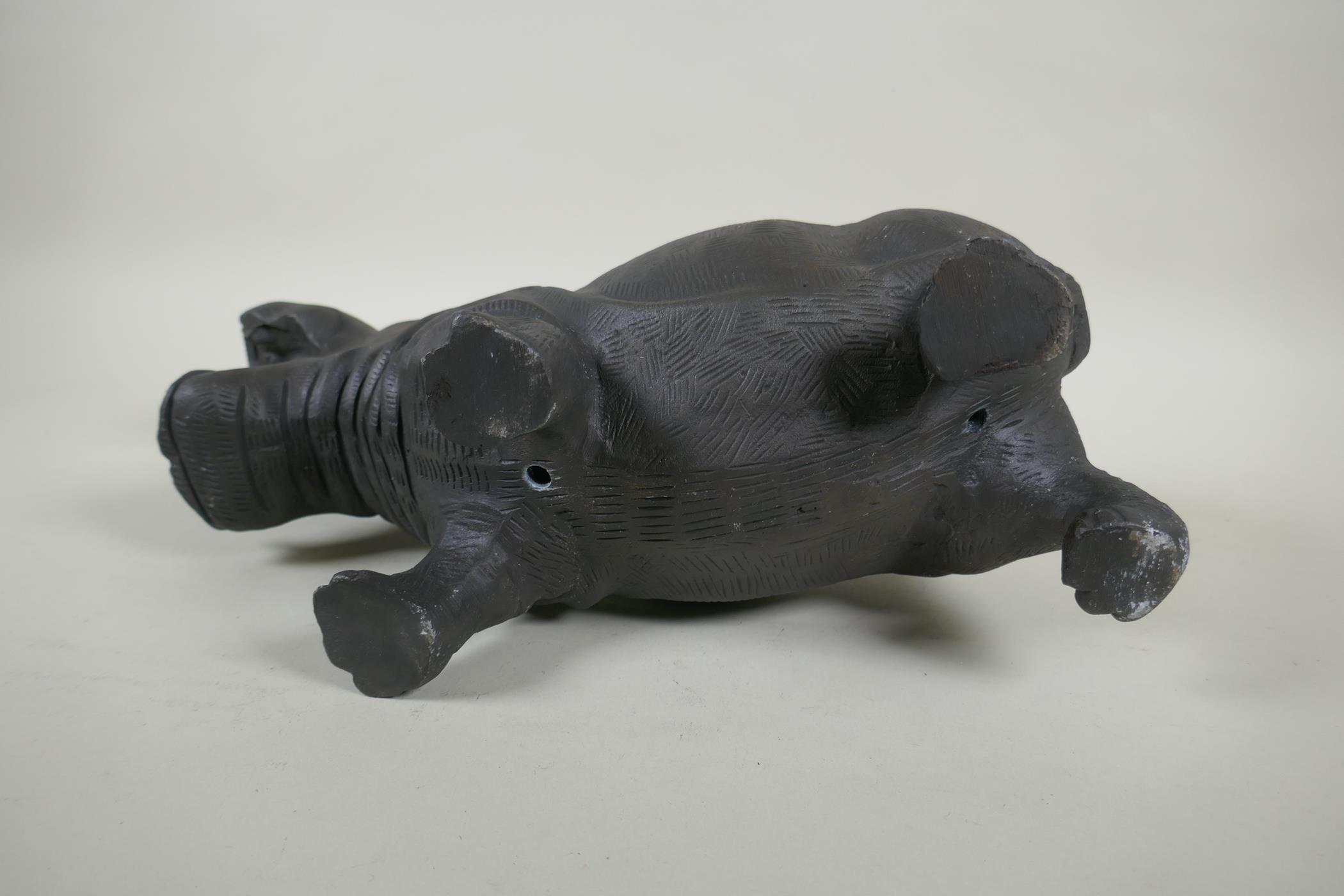 A bronzed metal hippopotamus, 34cm long - Image 2 of 2