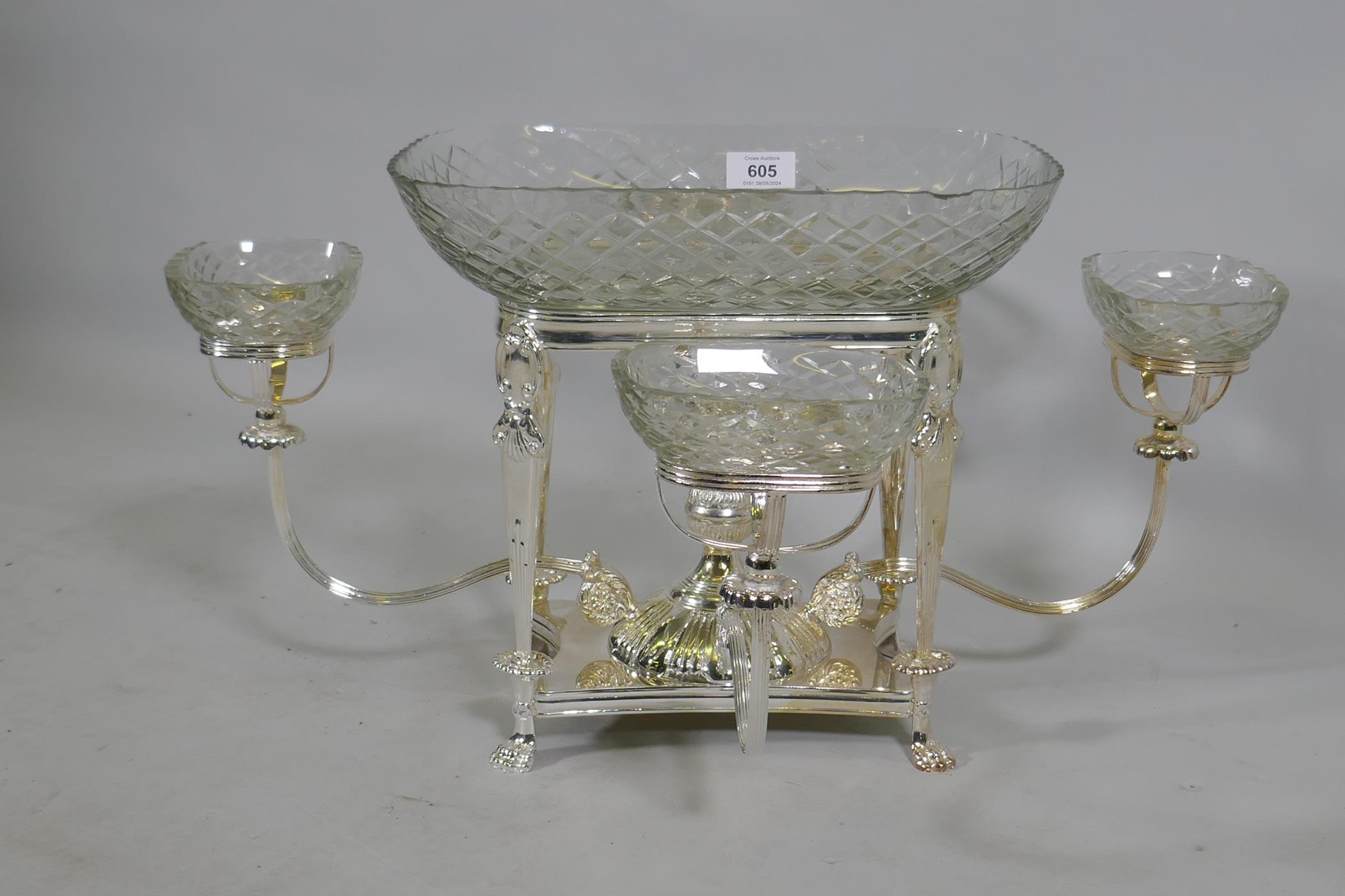 A silver plated and cut glass centrepiece, 57 x 30cm - Image 2 of 4