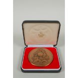 A Franklin Mint solid bronze commemorative medallion/2001 year calendar, 7.5cm diameter