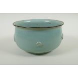 A Chinese celadon crackle glazed porcelain bowl, 18cm diameter