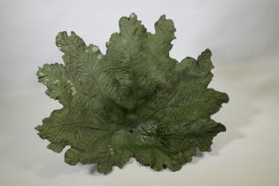 A large composition/fibreglass Gunnera Manicata leaf garden fountain feature, 110 x 90cm