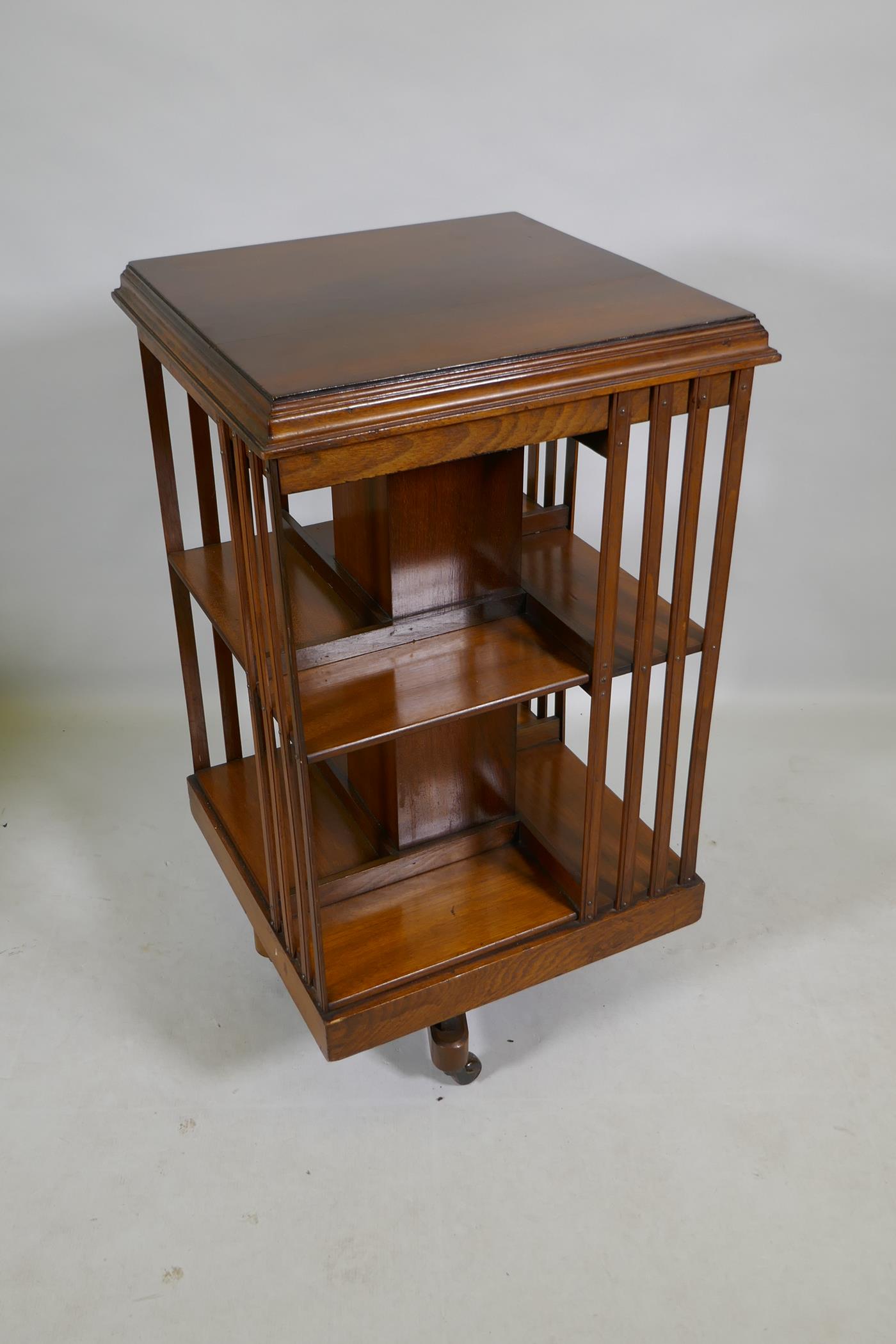 An Edwardian mahogany revolving bookcase, 50 x 50 x 89cm - Image 2 of 2