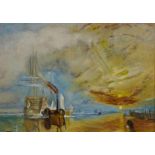 After J.M.W. Turner, (British, 1775-1851), The Fighting Temeraire, copy by S. Edwards, oil on