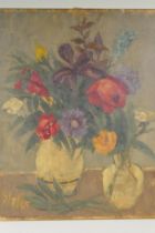 Still life, a vase of flowers, 1965, unframed, oil on canvas