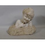 A C19th marble bust of a smiling child, signed indistinctly A. Holandoff?, 42cm high