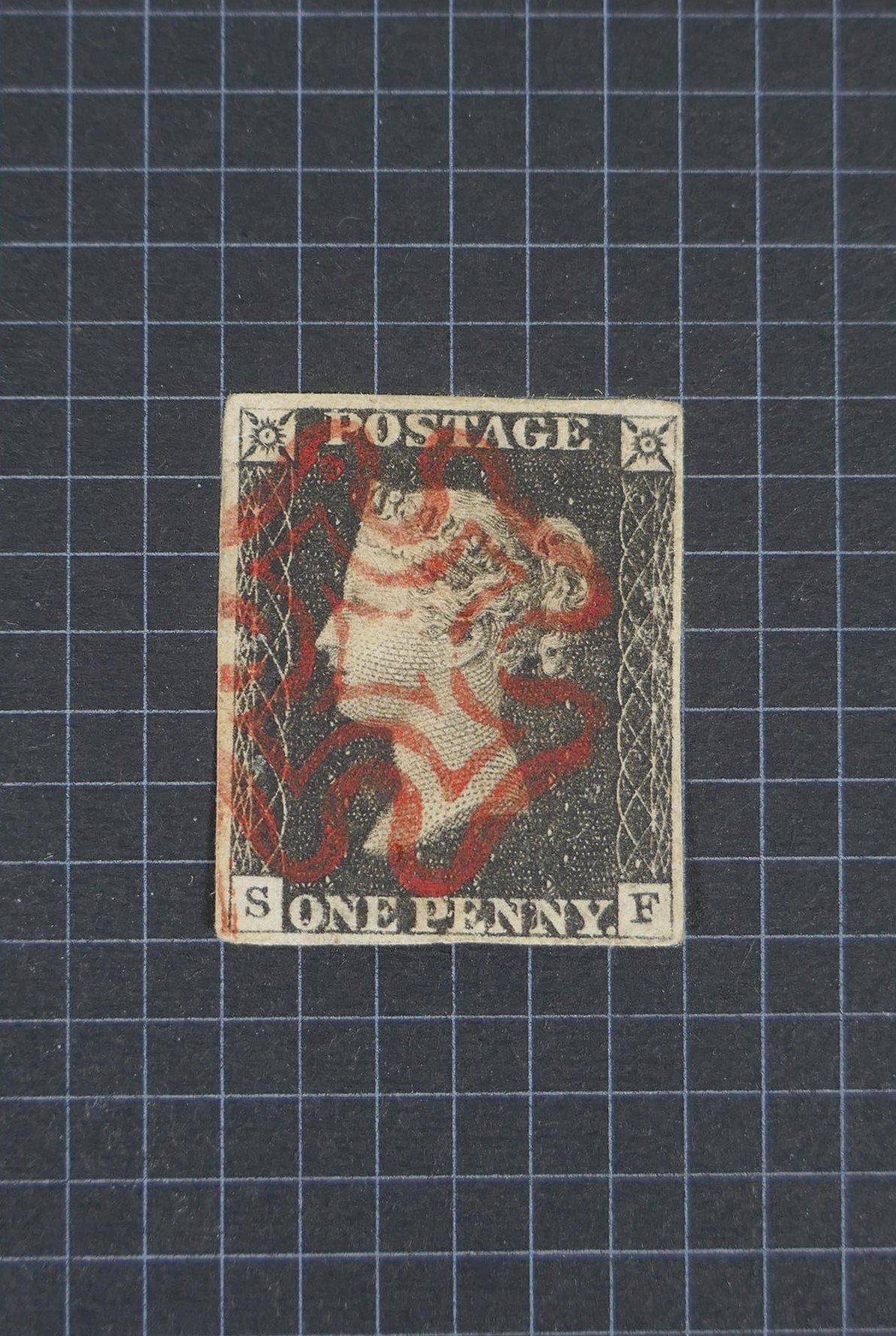 An album of C19th to early C20th British stamps to include a Penny Black with four good margins