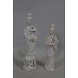 A vintage Chinese blanc de chine figure of Quan Yin with lotus, 27cm high, AF minor losses, and