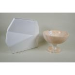 A Calligaris design ceramic angular pocket vase, AF, and a pink marble centrepiece bowl, largest