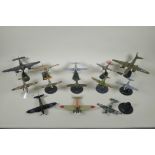 Thirteen assorted 1:72 scale model aircraft including Corgi, Hobby Master, Falcon Models etc, four