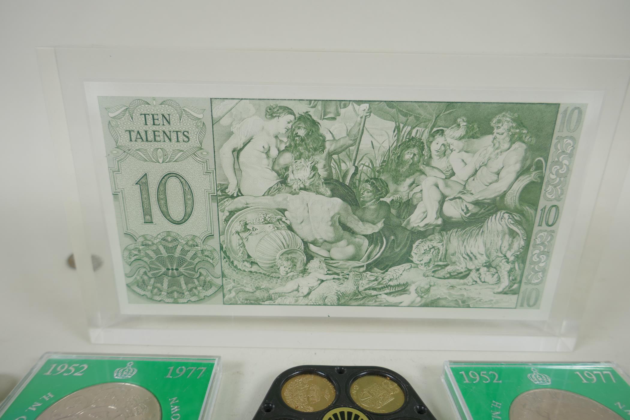 A quantity of assorted coinage, mostly British, and a ten Talents framed note - Image 2 of 6