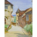 Patricia Tucker, (British, C20th), Curemonte, Correze, French landscape, watercolour, 28 x 35cm