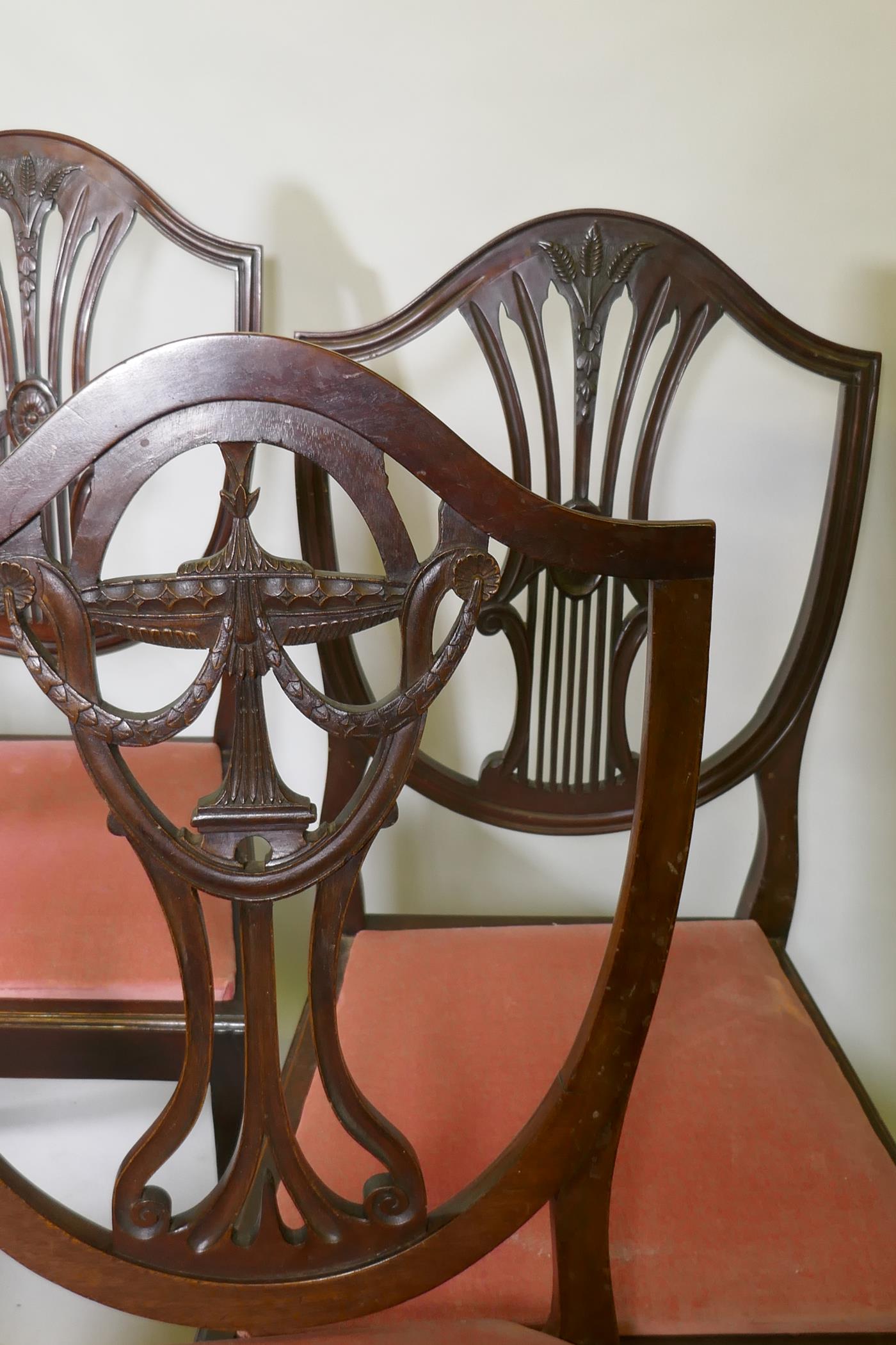 Four Hepplewhite style shield back mahogany dining chairs and two similar - Image 4 of 4