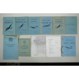A collection of Air Ministry and R.A.F. Pilot's Notes books for various aircraft, largest 15 x 24cm